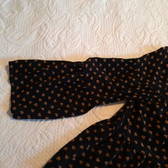 Madewell women's size XS 100% silk blouse black with taupe colored hearts VGUC - Picture 2 of 6
